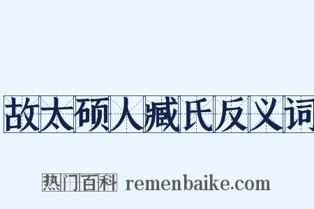 故太硕人臧氏反义词是什么意思的图片